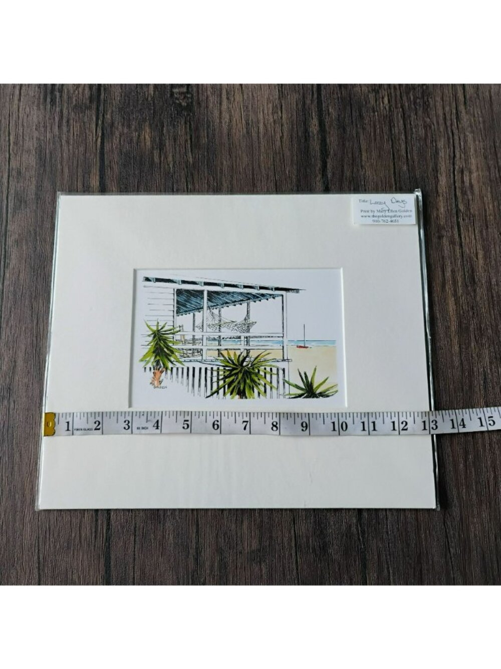 Lazy Days Watercolor Print By Mary Ellen Golden, Beach Hammock, Matted Art 11x13 - Picture 4 of 9